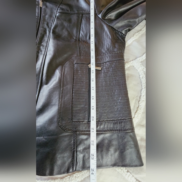 [1X] BERNARDO Genuine Leather Black Moto Jacket - Picture 15 of 16